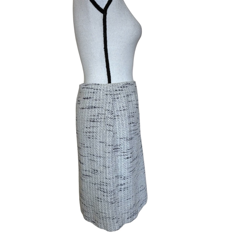 St John Collection Wool Tweed Knit Pencil Skirt White Blue Womens 8 - Picture 2 of 8